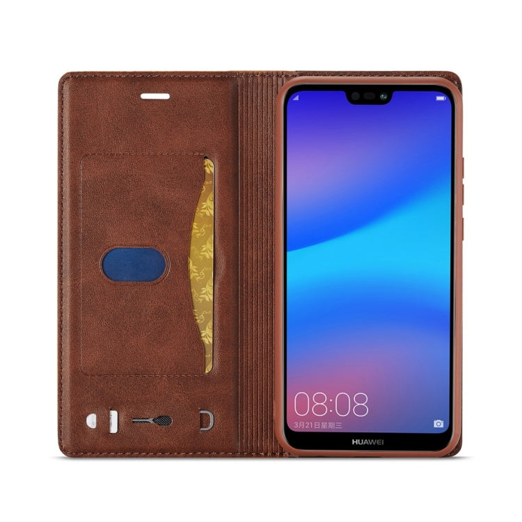For Huawei P20 Lite LC.IMEEKE LC-001 Series PU + TPU Color Matching Frosted Horizontal Flip Leather Case with Holder & Card Slot
