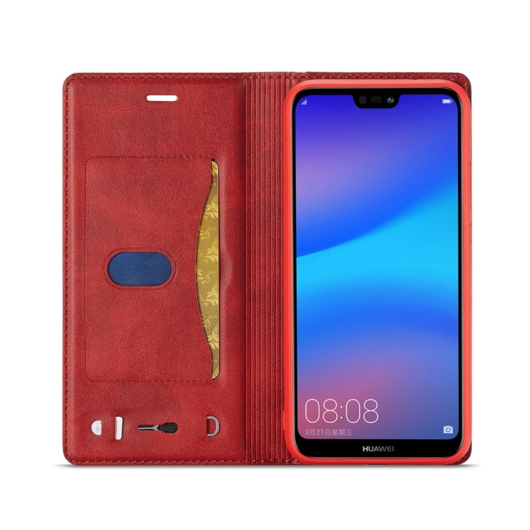 For Huawei P20 Lite LC.IMEEKE LC-001 Series PU + TPU Color Matching Frosted Horizontal Flip Leather Case with Holder & Card Slot