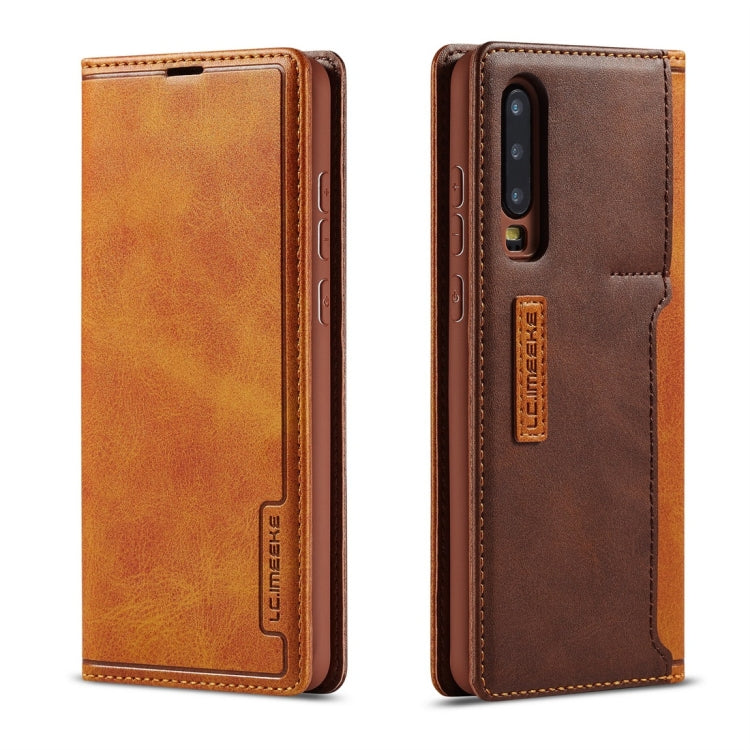 For Huawei P30 LC.IMEEKE LC-001 Series PU + TPU Color Matching Frosted Horizontal Flip Leather Case with Holder & Card Slot