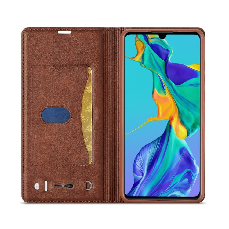 For Huawei P30 LC.IMEEKE LC-001 Series PU + TPU Color Matching Frosted Horizontal Flip Leather Case with Holder & Card Slot