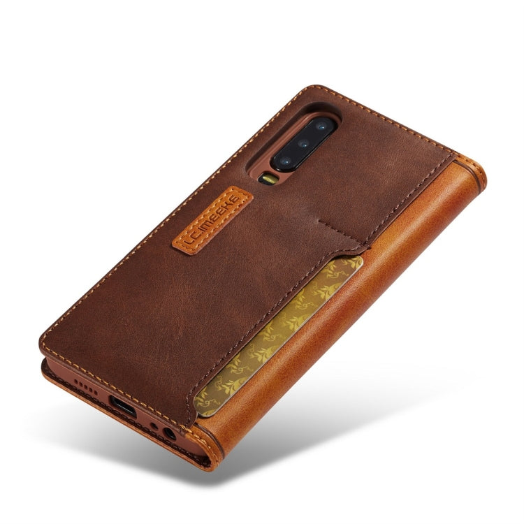 For Huawei P30 LC.IMEEKE LC-001 Series PU + TPU Color Matching Frosted Horizontal Flip Leather Case with Holder & Card Slot