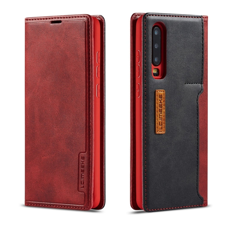 For Huawei P30 LC.IMEEKE LC-001 Series PU + TPU Color Matching Frosted Horizontal Flip Leather Case with Holder & Card Slot