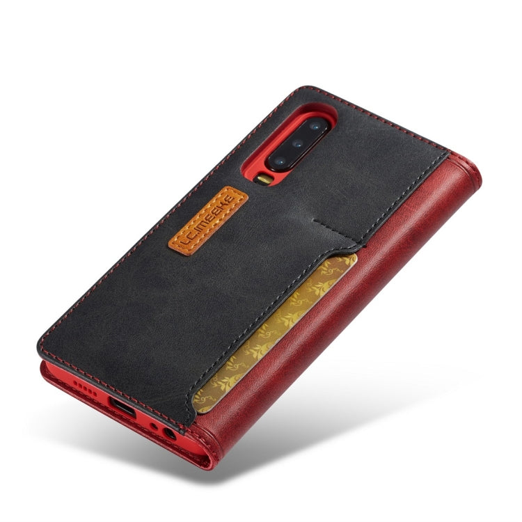 For Huawei P30 LC.IMEEKE LC-001 Series PU + TPU Color Matching Frosted Horizontal Flip Leather Case with Holder & Card Slot