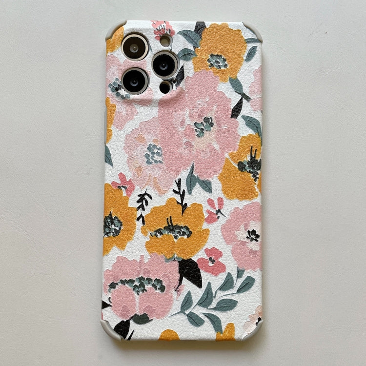 For iPhone 12 Relief Series Flowers TPU Accurate Hole Protective Case
