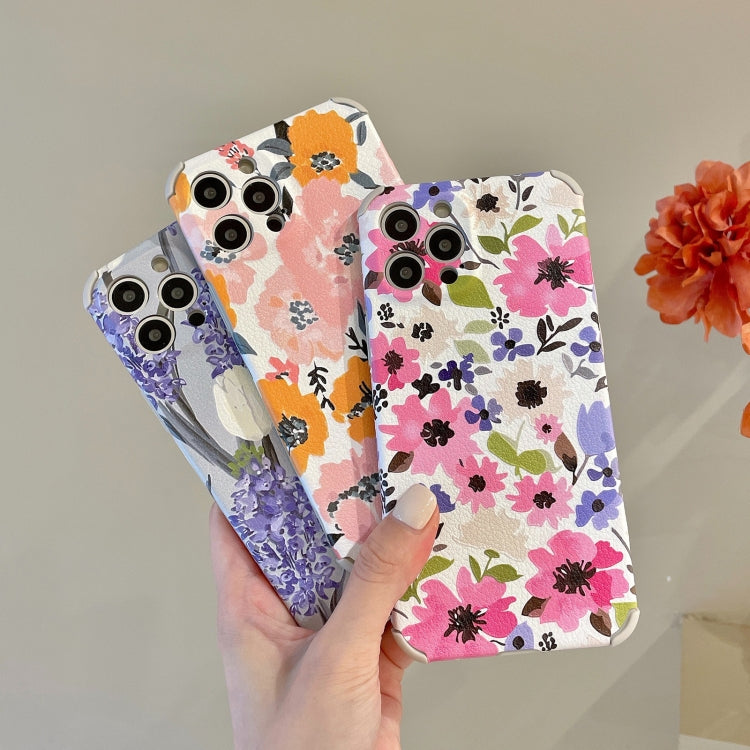 For iPhone 12 Relief Series Flowers TPU Accurate Hole Protective Case
