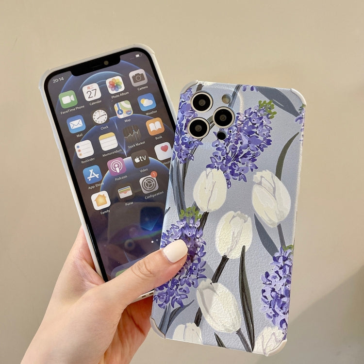 For iPhone 12 Pro Relief Series Flowers TPU Accurate Hole Protective Case