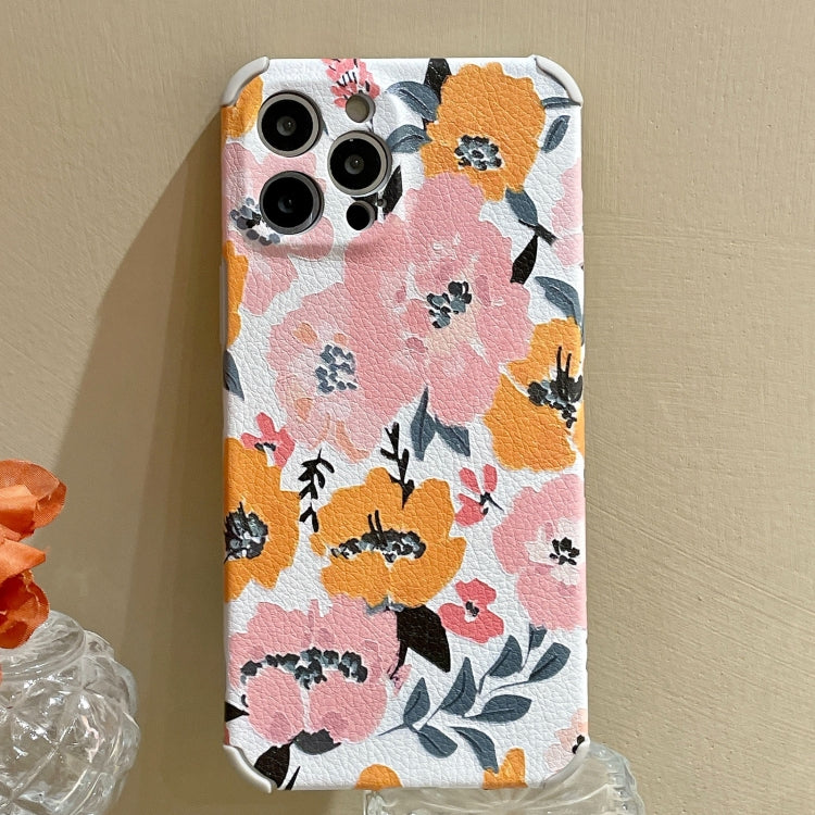 For iPhone 12 Pro Max Relief Series Flowers TPU Accurate Hole Protective Case