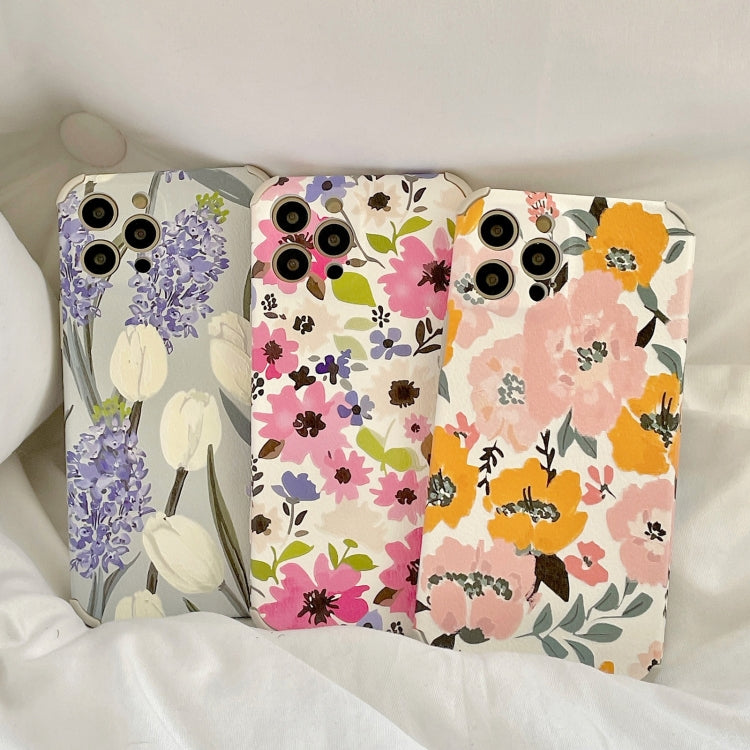 For iPhone 12 Pro Max Relief Series Flowers TPU Accurate Hole Protective Case