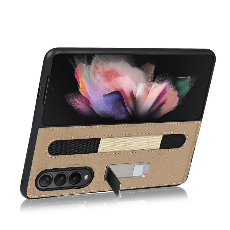 For Samsung Galaxy Z Fold3 5G Litchi Texture Leather Protective Case with Holder & Pen Slot