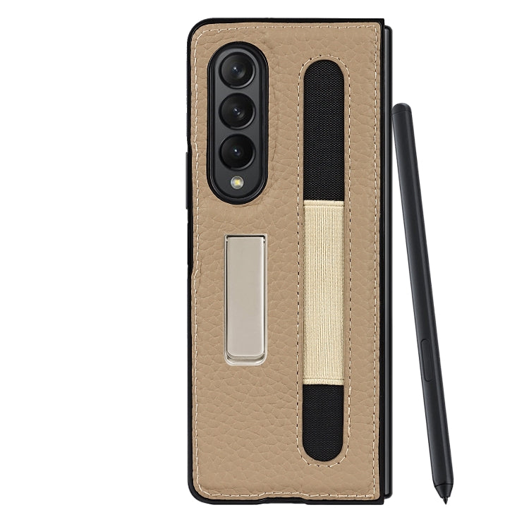 For Samsung Galaxy Z Fold3 5G Litchi Texture Leather Protective Case with Holder & Pen Slot