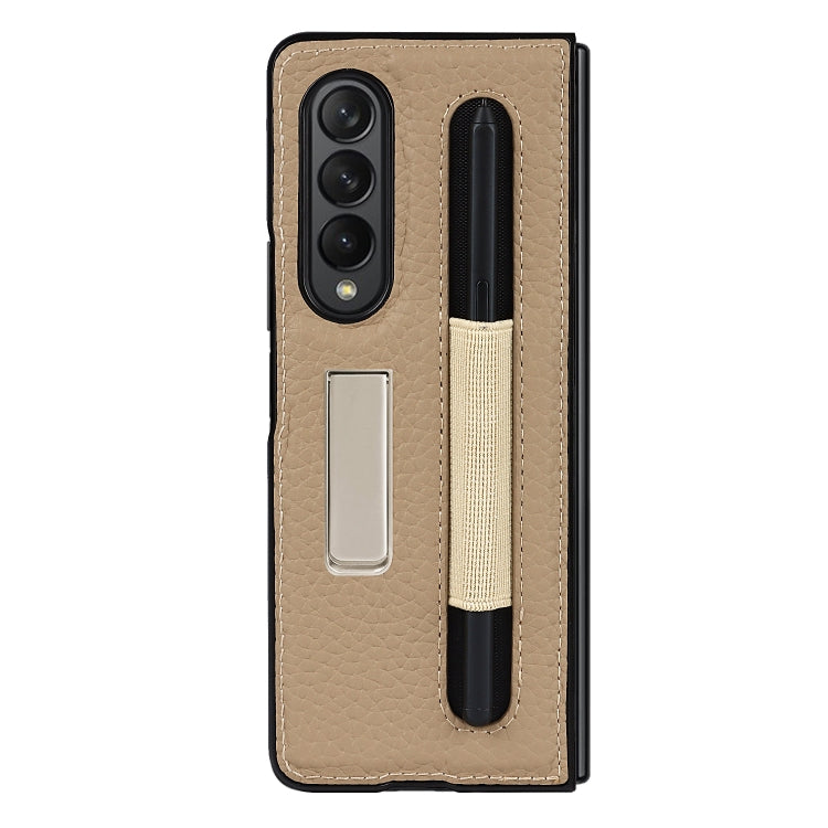 For Samsung Galaxy Z Fold3 5G Litchi Texture Leather Protective Case with Holder & Pen Slot