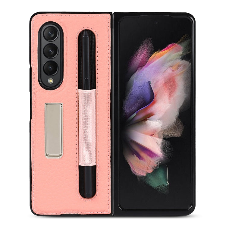 For Samsung Galaxy Z Fold3 5G Litchi Texture Leather Protective Case with Holder & Pen Slot