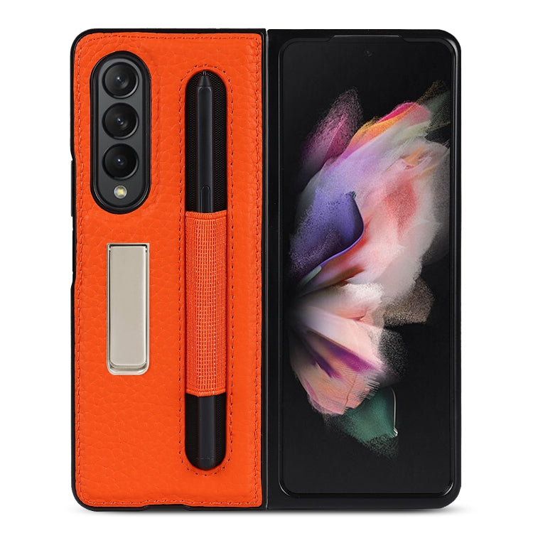 For Samsung Galaxy Z Fold3 5G Litchi Texture Leather Protective Case with Holder & Pen Slot