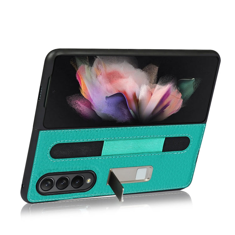 For Samsung Galaxy Z Fold3 5G Litchi Texture Leather Protective Case with Holder & Pen Slot
