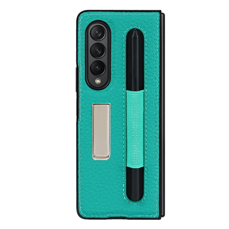 For Samsung Galaxy Z Fold3 5G Litchi Texture Leather Protective Case with Holder & Pen Slot
