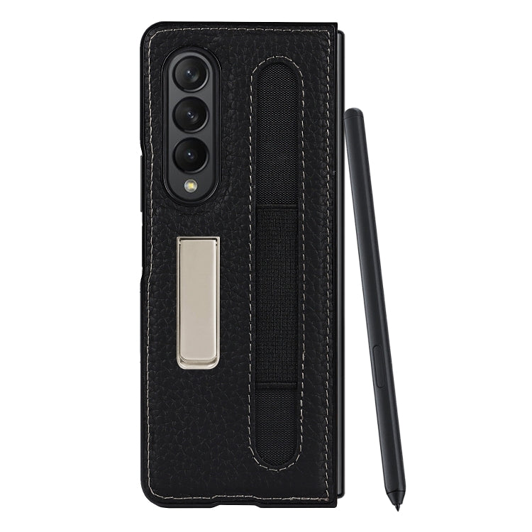 For Samsung Galaxy Z Fold3 5G Litchi Texture Leather Protective Case with Holder & Pen Slot