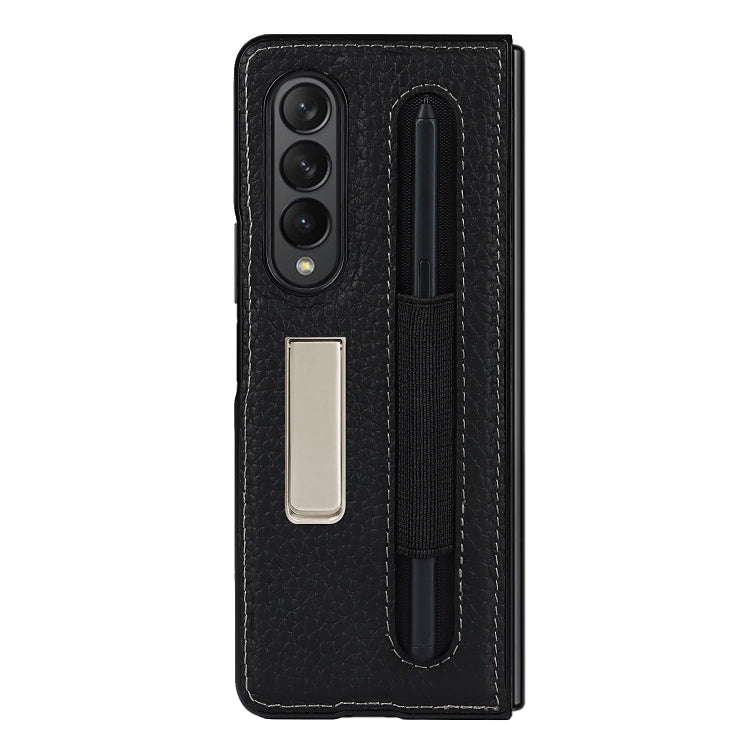 For Samsung Galaxy Z Fold3 5G Litchi Texture Leather Protective Case with Holder & Pen Slot