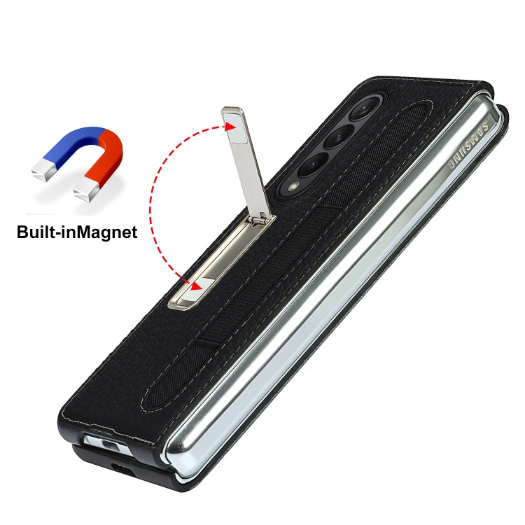 For Samsung Galaxy Z Fold3 5G Litchi Texture Leather Protective Case with Holder & Pen Slot