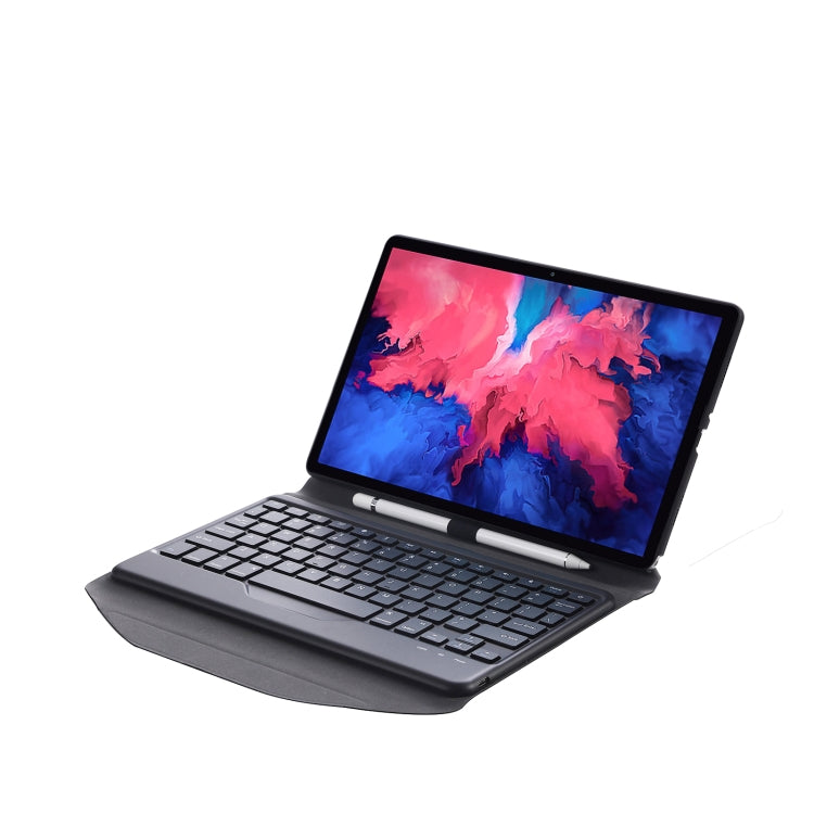BM12 Diamond Texture Detachable Bluetooth Keyboard Leather Tablet Case with Pen Slot & Triangular Back Support For Lenovo Pad Plus 11 inch TB-J607F / Tab P11 11 inch TB-J606F