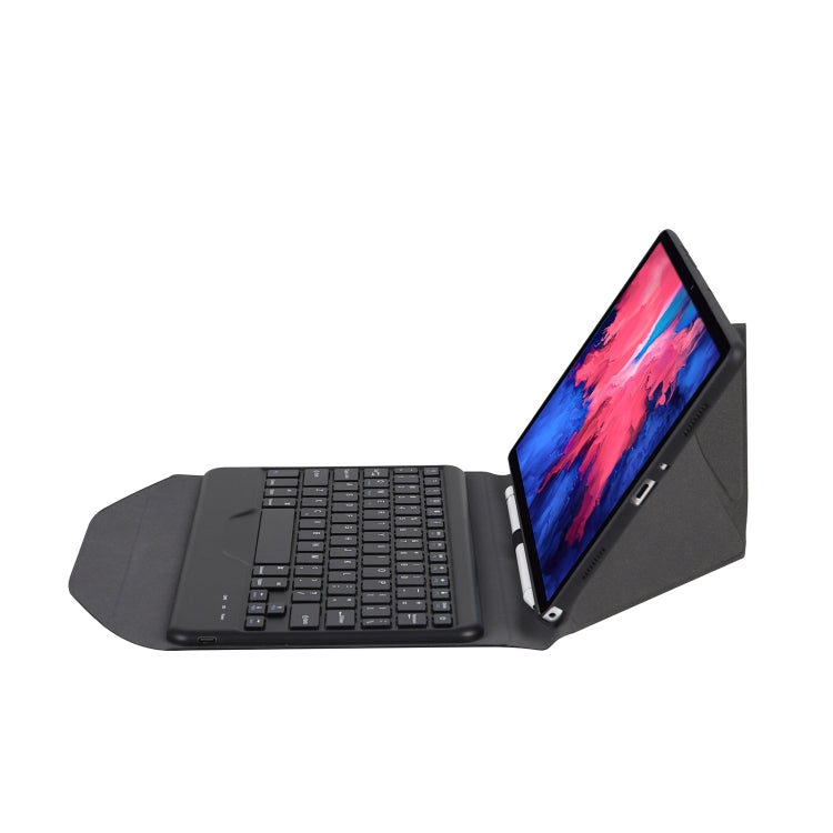 BM12 Diamond Texture Detachable Bluetooth Keyboard Leather Tablet Case with Pen Slot & Triangular Back Support For Lenovo Pad Plus 11 inch TB-J607F / Tab P11 11 inch TB-J606F