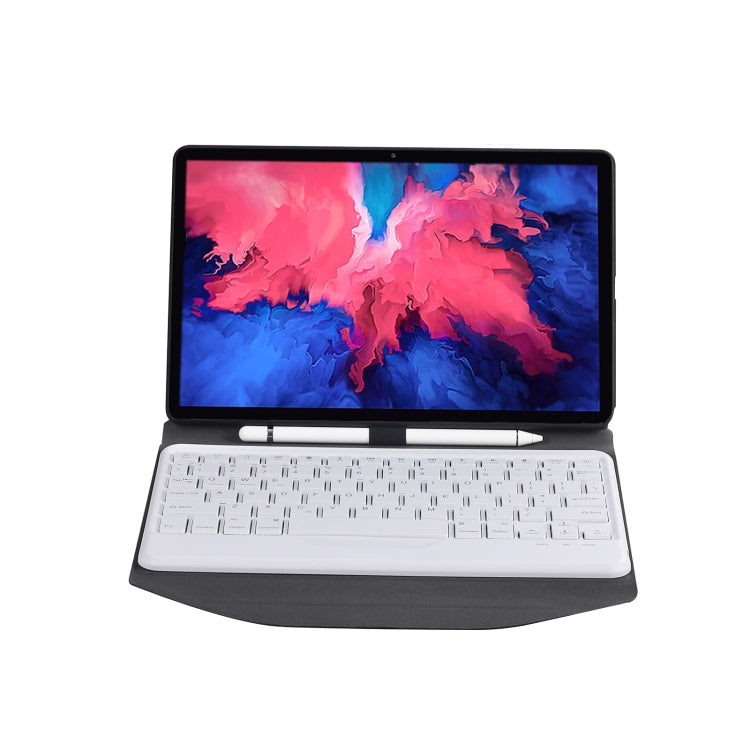 BM12 Diamond Texture Detachable Bluetooth Keyboard Leather Tablet Case with Pen Slot & Triangular Back Support For Lenovo Pad Plus 11 inch TB-J607F / Tab P11 11 inch TB-J606F