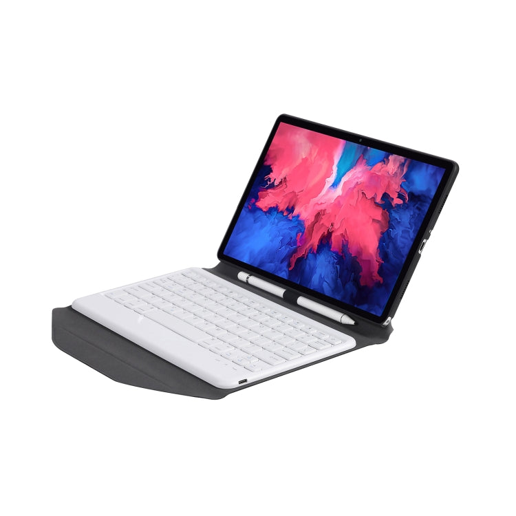 BM12 Diamond Texture Detachable Bluetooth Keyboard Leather Tablet Case with Pen Slot & Triangular Back Support For Lenovo Pad Plus 11 inch TB-J607F / Tab P11 11 inch TB-J606F