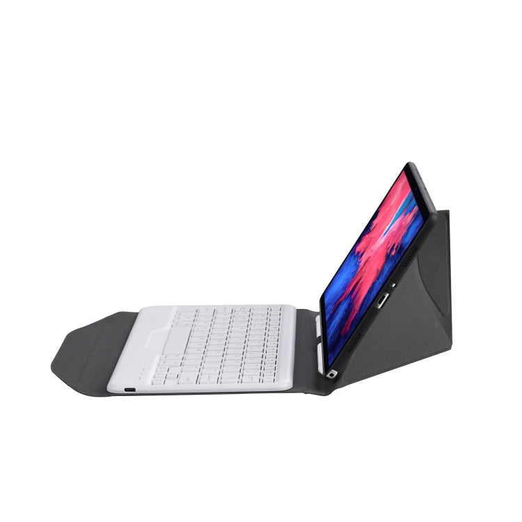 BM12 Diamond Texture Detachable Bluetooth Keyboard Leather Tablet Case with Pen Slot & Triangular Back Support For Lenovo Pad Plus 11 inch TB-J607F / Tab P11 11 inch TB-J606F