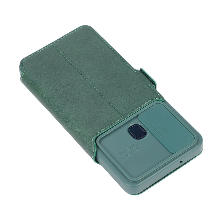 For Samsung Galaxy A21s Push Window Double Buckle PU + Silicone Horizontal Flip Leather Case with Holder & Card Slot