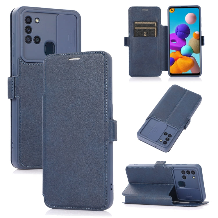 For Samsung Galaxy A21s Push Window Double Buckle PU + Silicone Horizontal Flip Leather Case with Holder & Card Slot