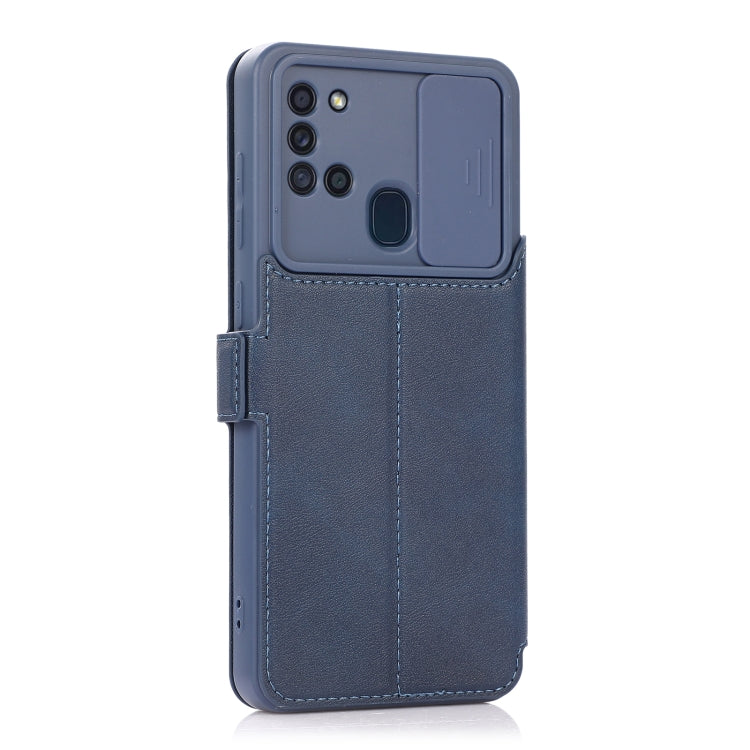 For Samsung Galaxy A21s Push Window Double Buckle PU + Silicone Horizontal Flip Leather Case with Holder & Card Slot
