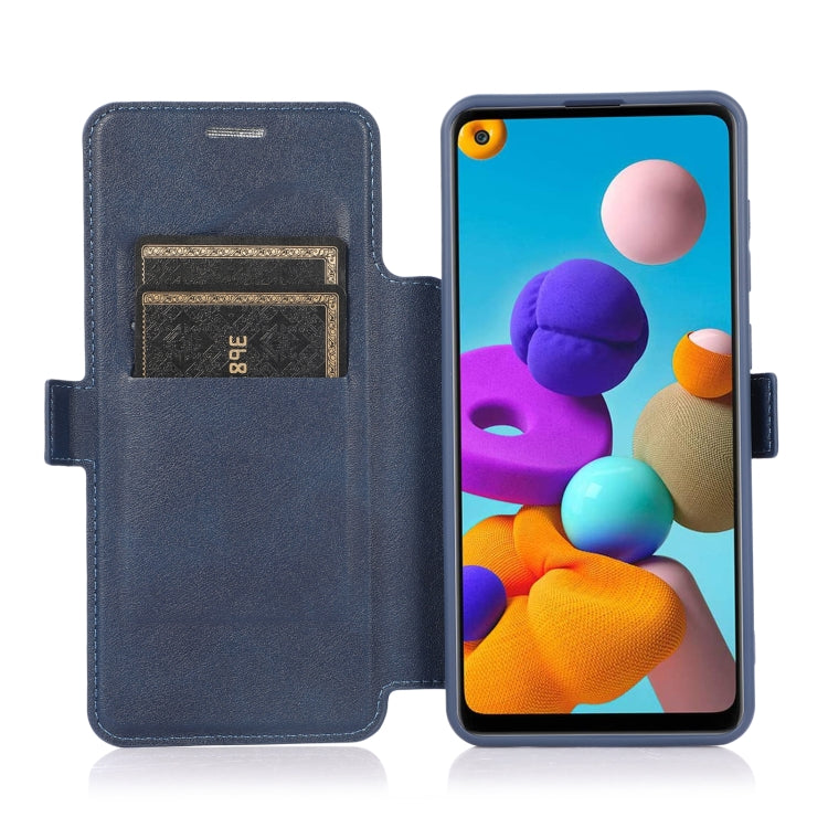 For Samsung Galaxy A21s Push Window Double Buckle PU + Silicone Horizontal Flip Leather Case with Holder & Card Slot
