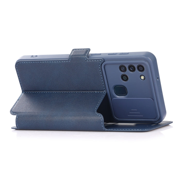 For Samsung Galaxy A21s Push Window Double Buckle PU + Silicone Horizontal Flip Leather Case with Holder & Card Slot