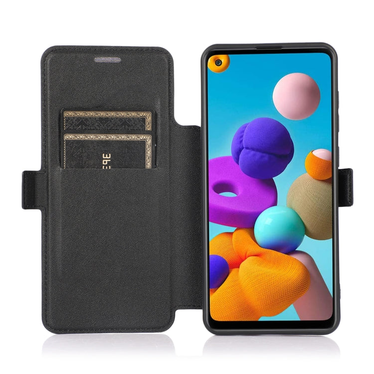 For Samsung Galaxy A21s Push Window Double Buckle PU + Silicone Horizontal Flip Leather Case with Holder & Card Slot