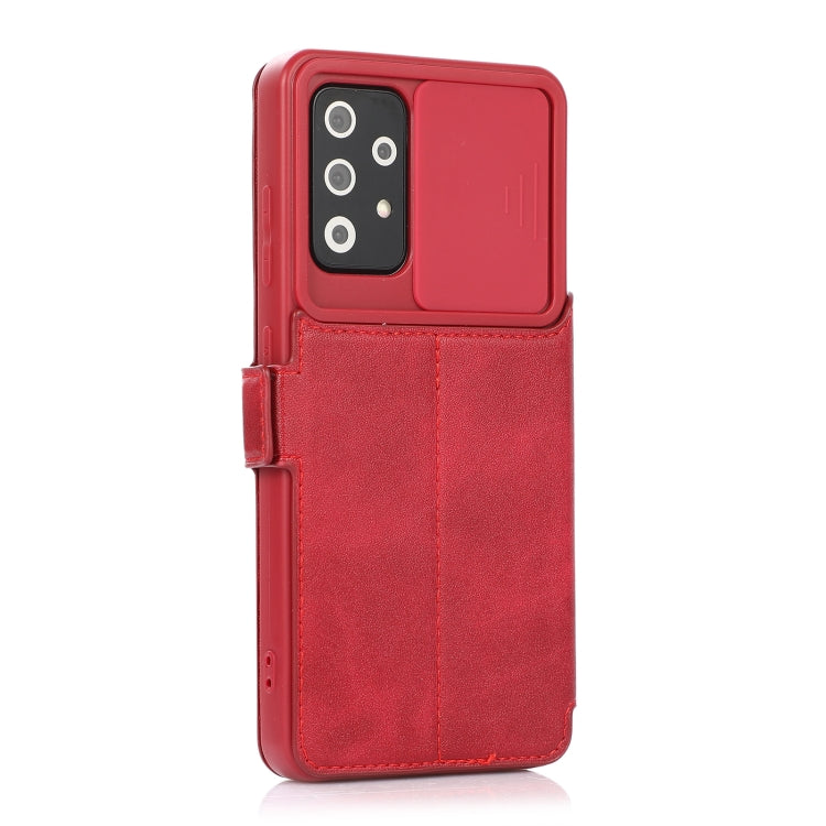 For Samsung Galaxy A52 5G / 4G Push Window Double Buckle PU + Silicone Horizontal Flip Leather Case with Holder & Card Slot
