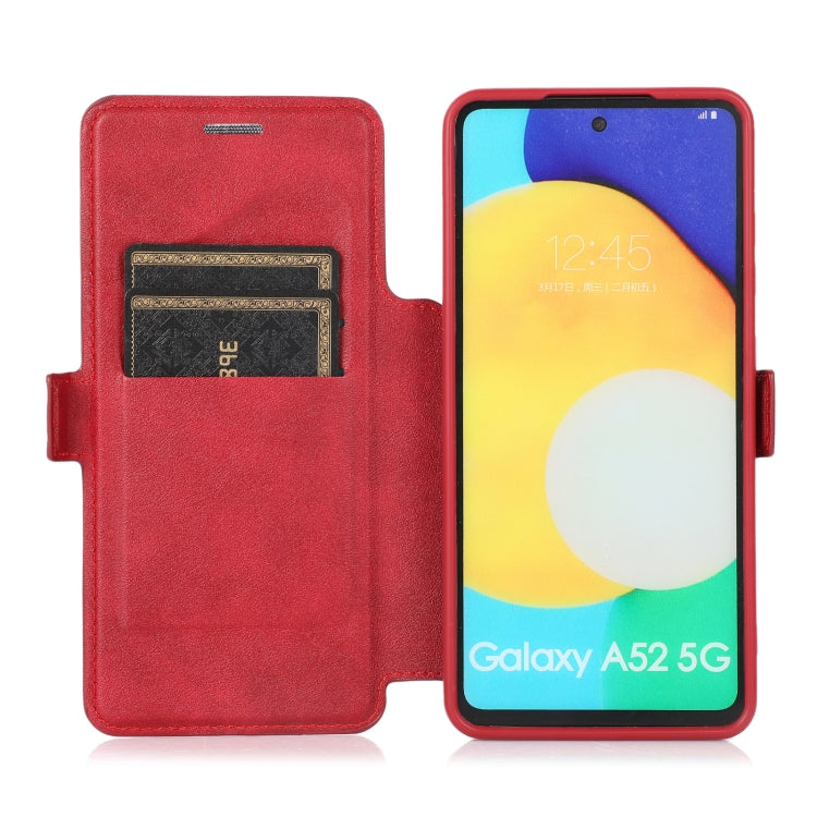 For Samsung Galaxy A52 5G / 4G Push Window Double Buckle PU + Silicone Horizontal Flip Leather Case with Holder & Card Slot