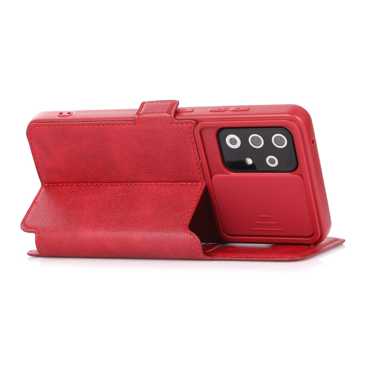For Samsung Galaxy A52 5G / 4G Push Window Double Buckle PU + Silicone Horizontal Flip Leather Case with Holder & Card Slot