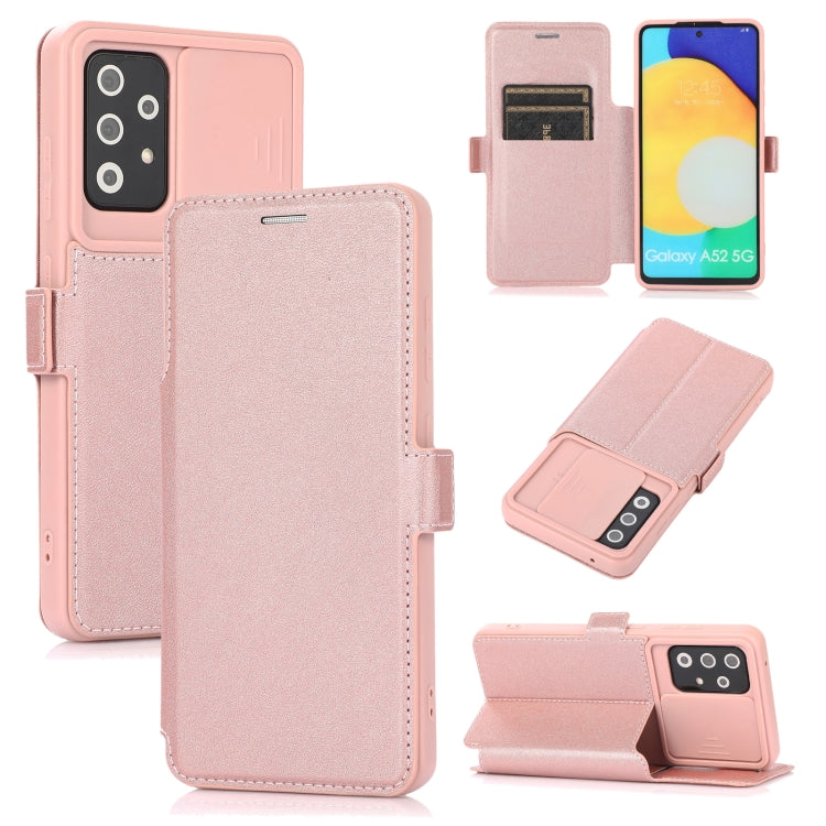 For Samsung Galaxy A52 5G / 4G Push Window Double Buckle PU + Silicone Horizontal Flip Leather Case with Holder & Card Slot