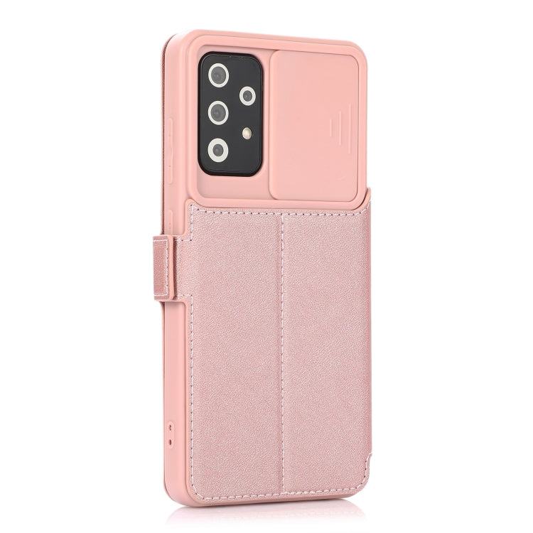 For Samsung Galaxy A52 5G / 4G Push Window Double Buckle PU + Silicone Horizontal Flip Leather Case with Holder & Card Slot