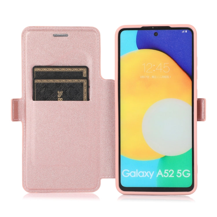 For Samsung Galaxy A52 5G / 4G Push Window Double Buckle PU + Silicone Horizontal Flip Leather Case with Holder & Card Slot