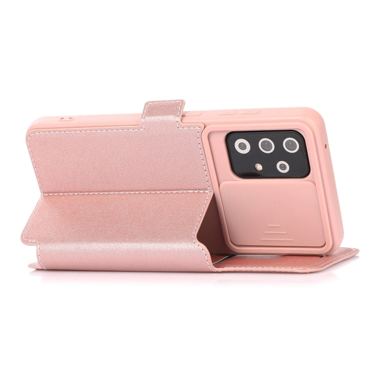 For Samsung Galaxy A52 5G / 4G Push Window Double Buckle PU + Silicone Horizontal Flip Leather Case with Holder & Card Slot