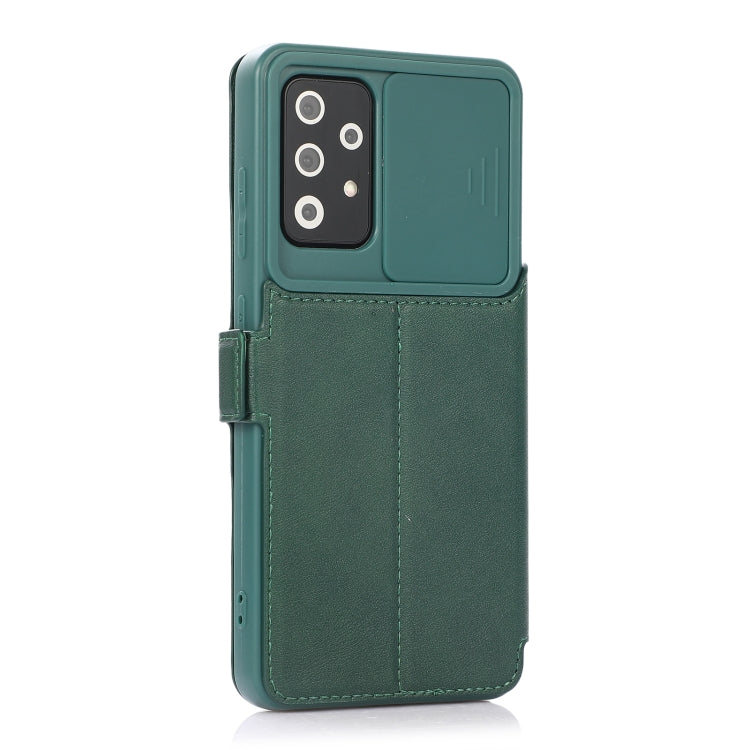 For Samsung Galaxy A52 5G / 4G Push Window Double Buckle PU + Silicone Horizontal Flip Leather Case with Holder & Card Slot
