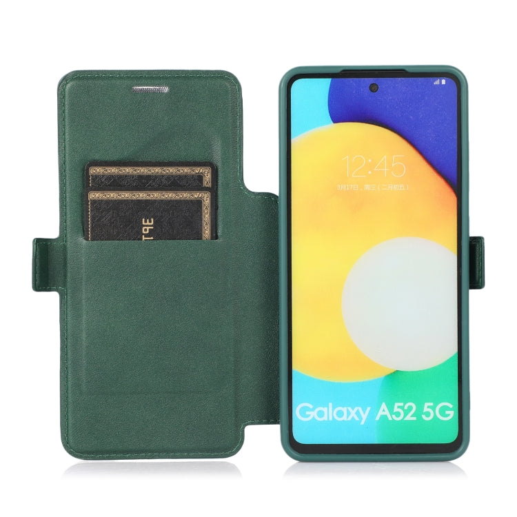 For Samsung Galaxy A52 5G / 4G Push Window Double Buckle PU + Silicone Horizontal Flip Leather Case with Holder & Card Slot