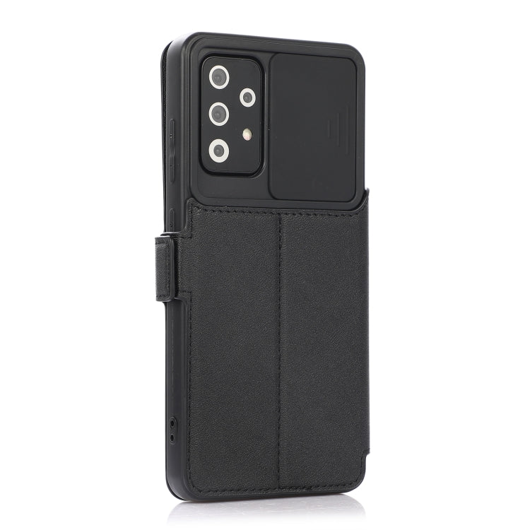 For Samsung Galaxy A52 5G / 4G Push Window Double Buckle PU + Silicone Horizontal Flip Leather Case with Holder & Card Slot