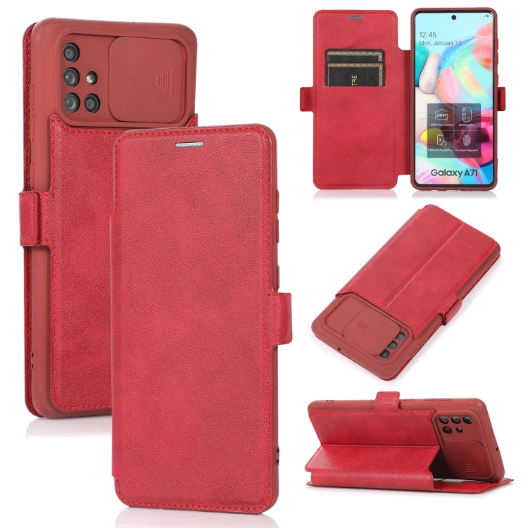For Samsung Galaxy A71 Push Window Double Buckle PU + Silicone Horizontal Flip Leather Case with Holder & Card Slot