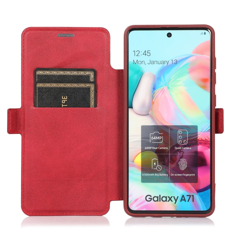 For Samsung Galaxy A71 Push Window Double Buckle PU + Silicone Horizontal Flip Leather Case with Holder & Card Slot
