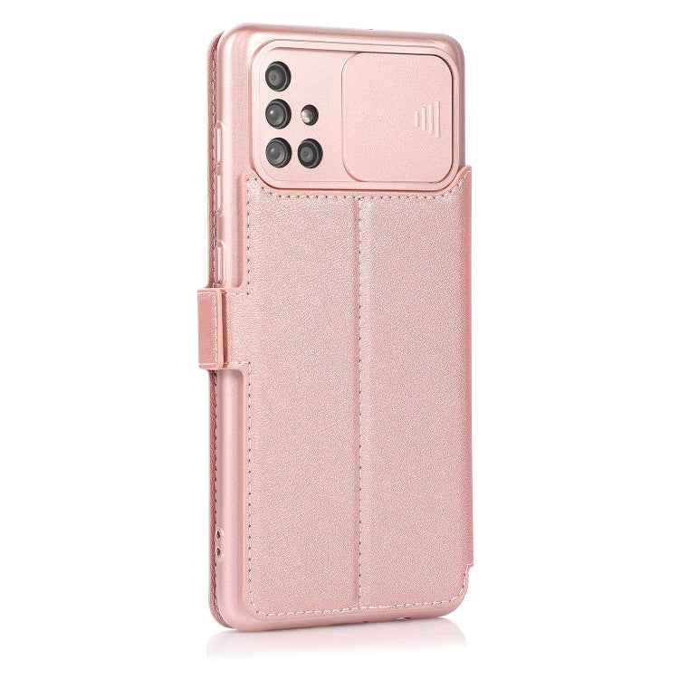 For Samsung Galaxy A71 Push Window Double Buckle PU + Silicone Horizontal Flip Leather Case with Holder & Card Slot
