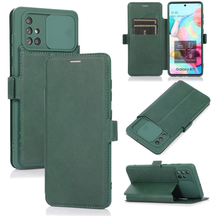For Samsung Galaxy A71 Push Window Double Buckle PU + Silicone Horizontal Flip Leather Case with Holder & Card Slot