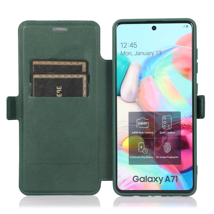 For Samsung Galaxy A71 Push Window Double Buckle PU + Silicone Horizontal Flip Leather Case with Holder & Card Slot