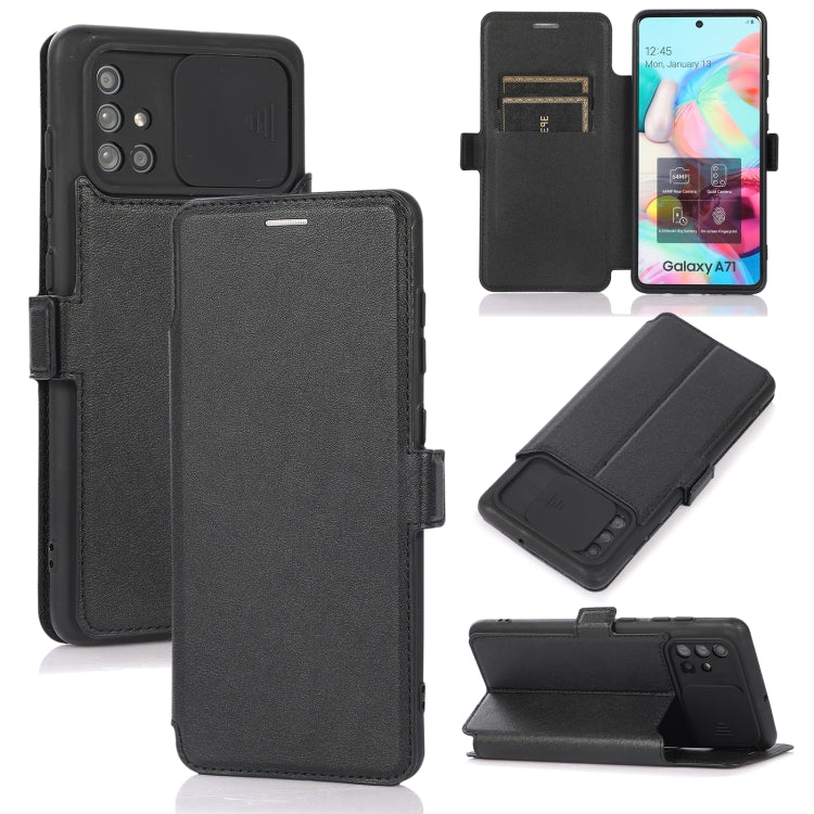 For Samsung Galaxy A71 Push Window Double Buckle PU + Silicone Horizontal Flip Leather Case with Holder & Card Slot