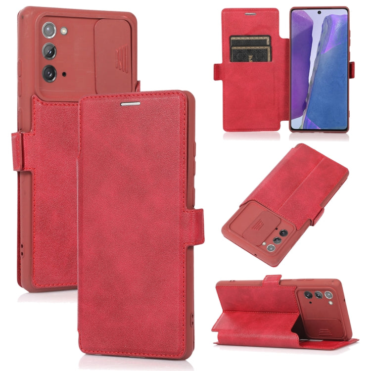 For Samsung Galaxy Note20 Push Window Double Buckle PU + Silicone Horizontal Flip Leather Case with Holder & Card Slot